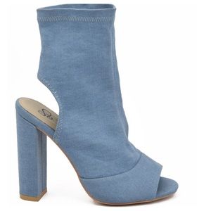 Peep Toe Denim Bootie